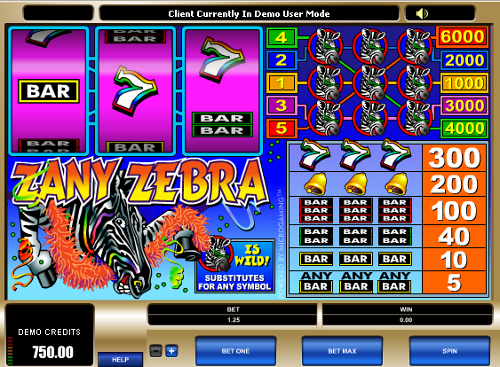 Juego de tragamonedas  Zanny Zebras 